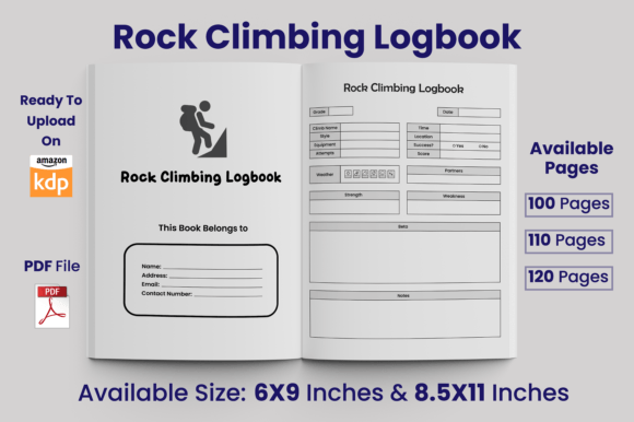 Download Rock Climbing Logbook KDP Interior - Kdp Collection