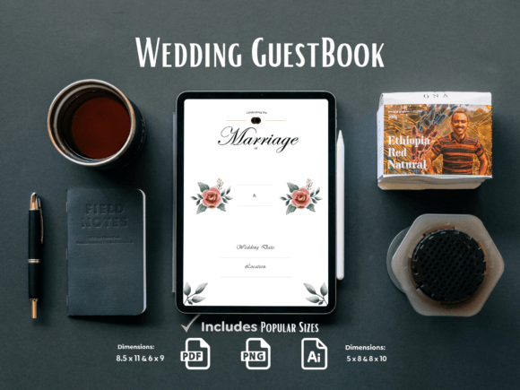 Download Rose Wedding Guest Book KDP Interior - Kdp Collection