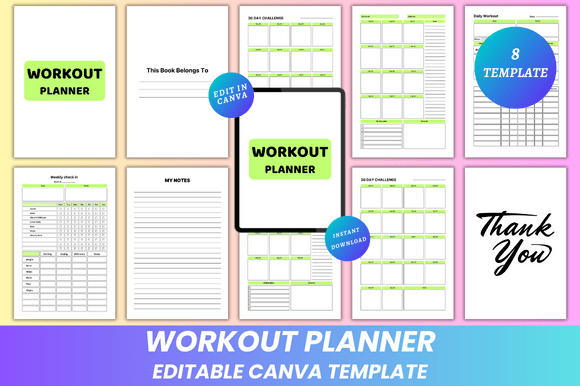 Download Workout Planner Canva Kdp Interior - Kdp Collection