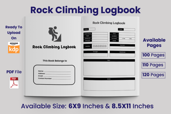 Download Rock Climbing Logbook KDP Interior - Kdp Collection