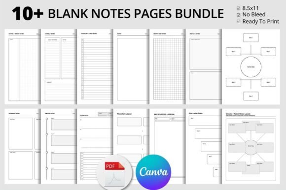 Download Printable Note Templates for KDP Bundle - Kdp Collection