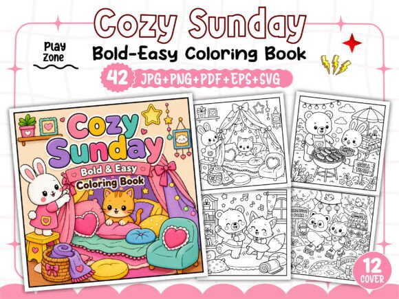 Download Bold and Easy Cozy Sunday Coloring Book - Coloring book Collection