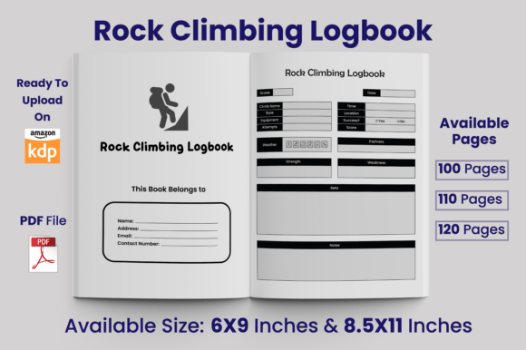 Download Rock Climbing Logbook KDP Interior - Kdp Collection